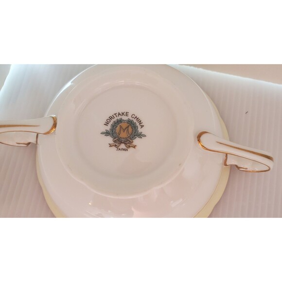 Vintage Noritake Fine China Ashley 3928 Japan Handled Cream Soup Bowl Floral - Picture 7 of 10